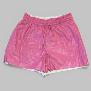 Idem Ditto Barbie Pink Faux Leather High Waisted Shorts